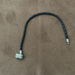 Pandora Black Leather 7in bracelet